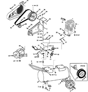 Tank Parts Diagram and Parts List for VT627800  Campbell Hausfeld Compressor